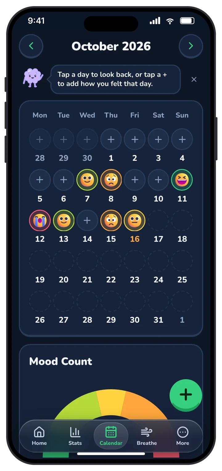 Wobbi calendar of daily mood faces